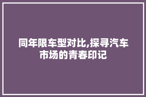 同年限车型对比,探寻汽车市场的青春印记