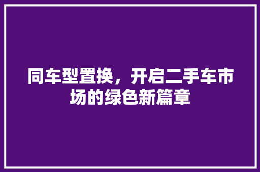 同车型置换，开启二手车市场的绿色新篇章 底盘配件