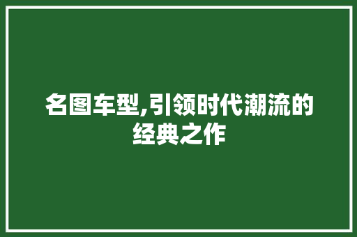 名图车型,引领时代潮流的经典之作