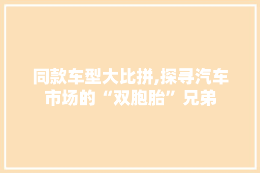 同款车型大比拼,探寻汽车市场的“双胞胎”兄弟