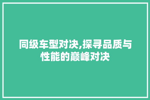 同级车型对决,探寻品质与性能的巅峰对决