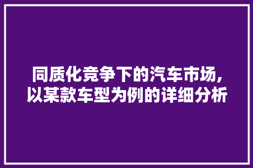 同质化竞争下的汽车市场,以某款车型为例的详细分析