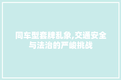 同车型套牌乱象,交通安全与法治的严峻挑战