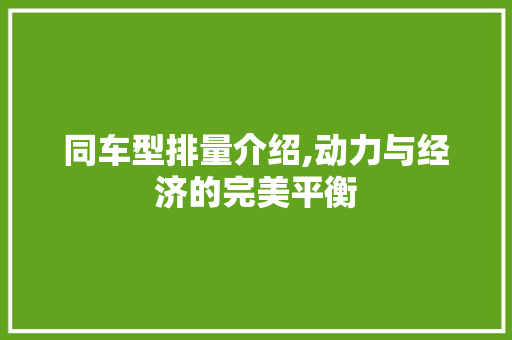 同车型排量介绍,动力与经济的完美平衡