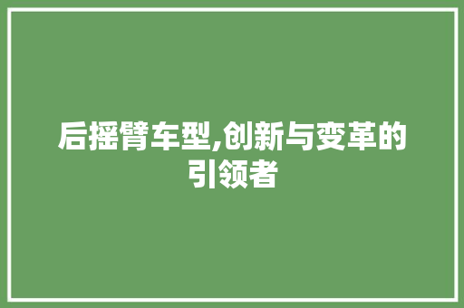 后摇臂车型,创新与变革的引领者