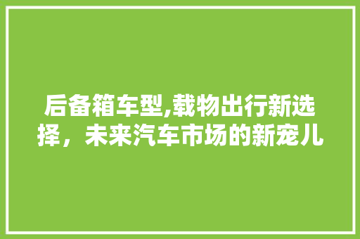 后备箱车型,载物出行新选择，未来汽车市场的新宠儿