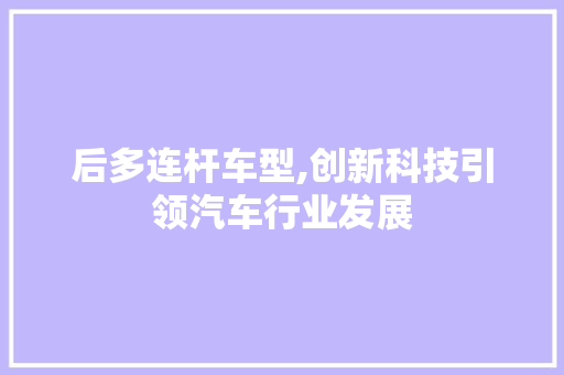 后多连杆车型,创新科技引领汽车行业发展