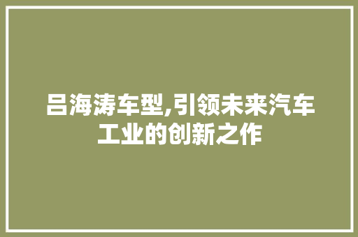 吕海涛车型,引领未来汽车工业的创新之作