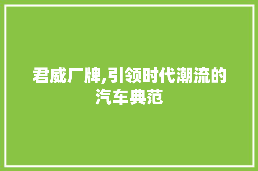 君威厂牌,引领时代潮流的汽车典范 变速箱配件