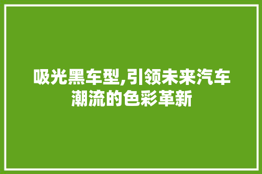 吸光黑车型,引领未来汽车潮流的色彩革新 汽车配件