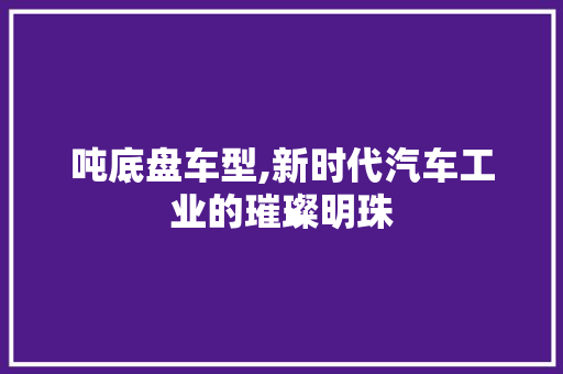 吨底盘车型,新时代汽车工业的璀璨明珠
