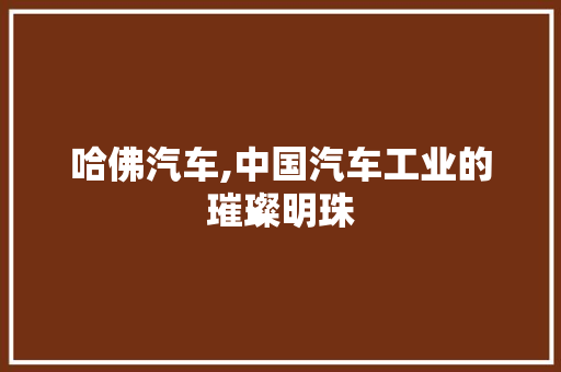 哈佛汽车,中国汽车工业的璀璨明珠 汽车配件