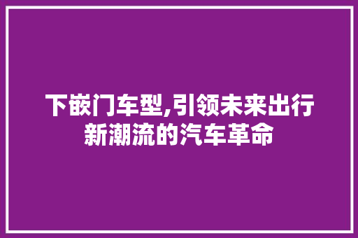 下嵌门车型,引领未来出行新潮流的汽车革命 车身配件
