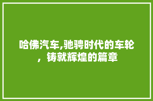 哈佛汽车,驰骋时代的车轮，铸就辉煌的篇章