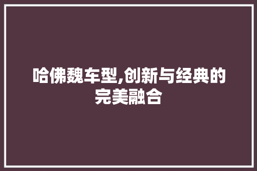 哈佛魏车型,创新与经典的完美融合