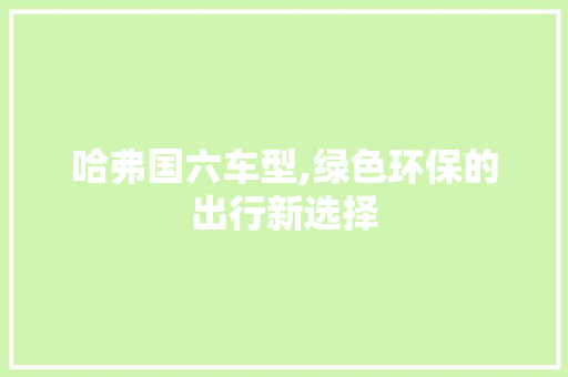 哈弗国六车型,绿色环保的出行新选择