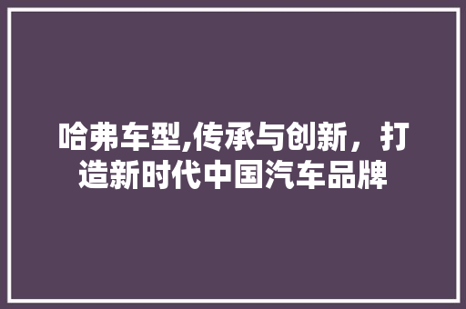 哈弗车型,传承与创新，打造新时代中国汽车品牌 新能源汽车
