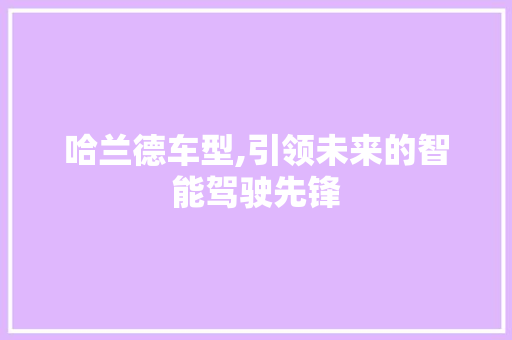 哈兰德车型,引领未来的智能驾驶先锋
