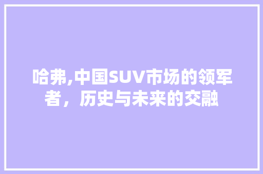哈弗,中国SUV市场的领军者，历史与未来的交融