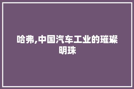 哈弗,中国汽车工业的璀璨明珠