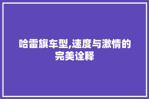 哈雷旗车型,速度与激情的完美诠释