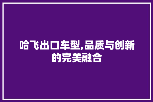 哈飞出口车型,品质与创新的完美融合