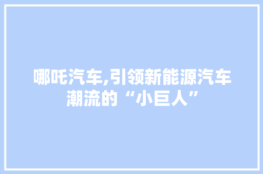 哪吒汽车,引领新能源汽车潮流的“小巨人”