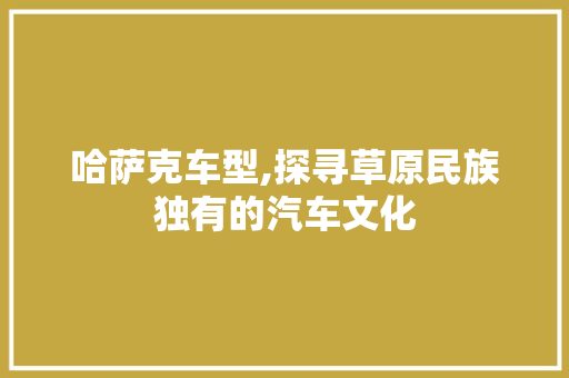 哈萨克车型,探寻草原民族独有的汽车文化
