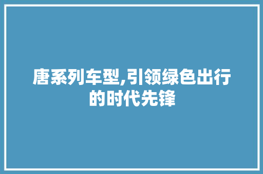 唐系列车型,引领绿色出行的时代先锋