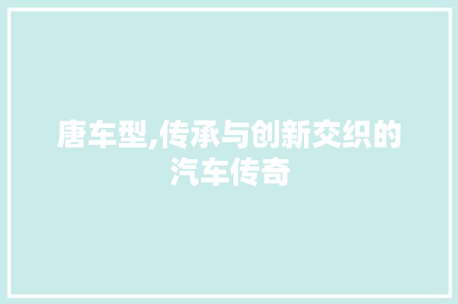 唐车型,传承与创新交织的汽车传奇
