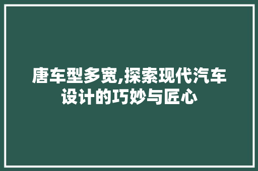 唐车型多宽,探索现代汽车设计的巧妙与匠心