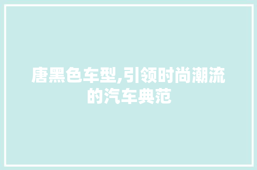 唐黑色车型,引领时尚潮流的汽车典范