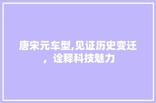 唐宋元车型,见证历史变迁，诠释科技魅力