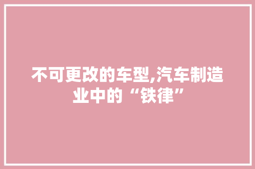 不可更改的车型,汽车制造业中的“铁律” 车身配件