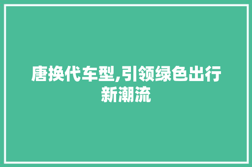 唐换代车型,引领绿色出行新潮流