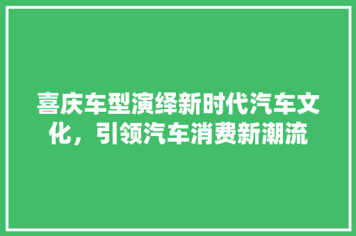 喜庆车型演绎新时代汽车文化，引领汽车消费新潮流