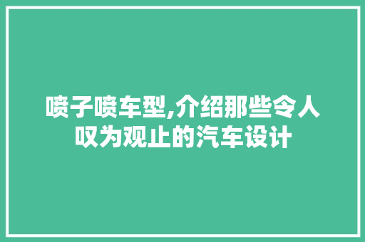 喷子喷车型,介绍那些令人叹为观止的汽车设计