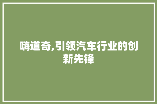 嗨道奇,引领汽车行业的创新先锋