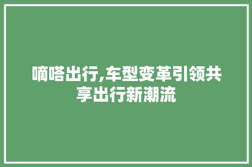 嘀嗒出行,车型变革引领共享出行新潮流