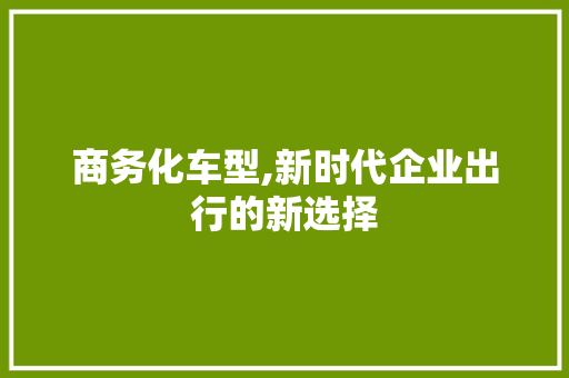 商务化车型,新时代企业出行的新选择