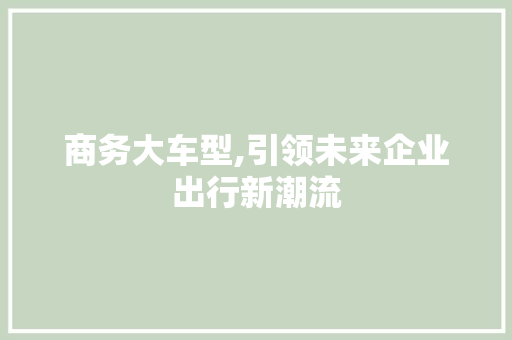 商务大车型,引领未来企业出行新潮流 变速箱配件