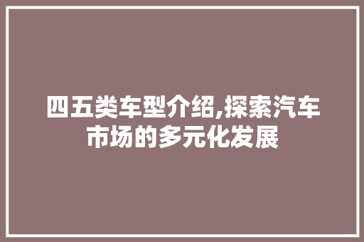 四五类车型介绍,探索汽车市场的多元化发展