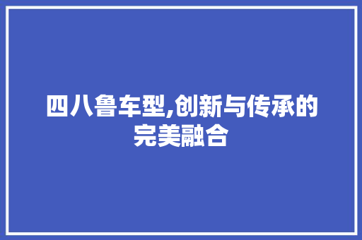 四八鲁车型,创新与传承的完美融合