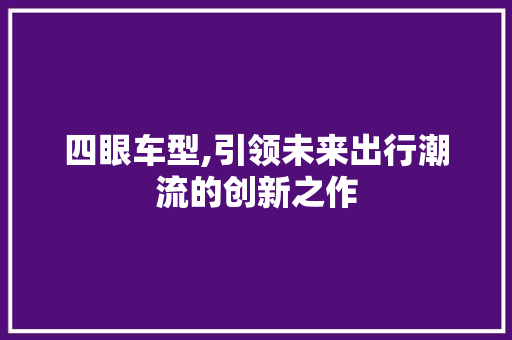 四眼车型,引领未来出行潮流的创新之作