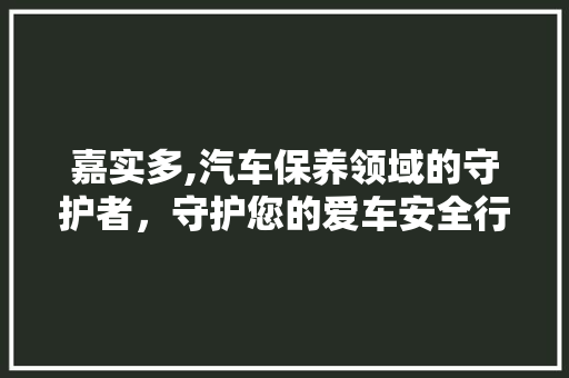 嘉实多,汽车保养领域的守护者，守护您的爱车安全行驶