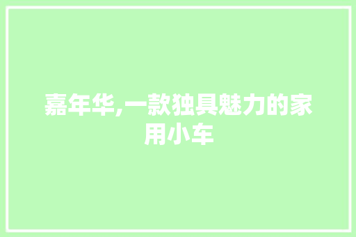 嘉年华,一款独具魅力的家用小车