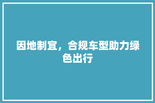 因地制宜，合规车型助力绿色出行