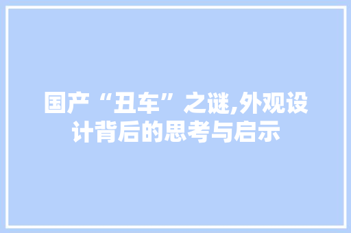 国产“丑车”之谜,外观设计背后的思考与启示