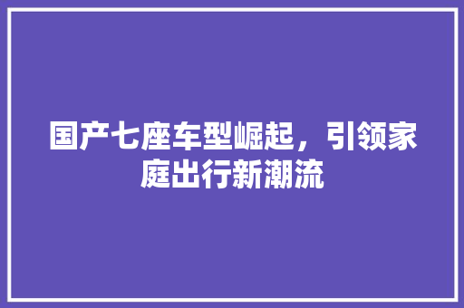 国产七座车型崛起，引领家庭出行新潮流