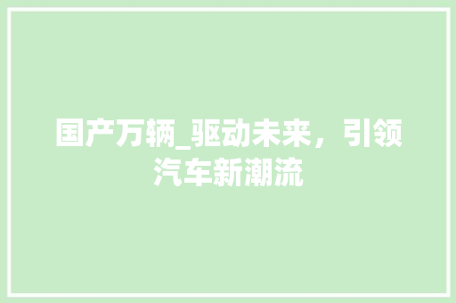 国产万辆_驱动未来，引领汽车新潮流